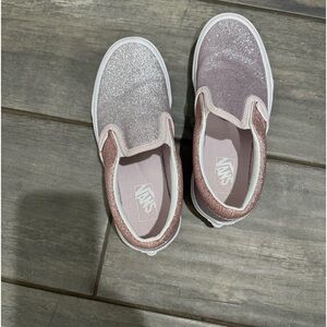 Like new pink glittery slip on vans . Size 2.5 kids